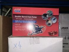 4 x NEW AUTOCARE DOUBLE BARREL FOOT PUMPS