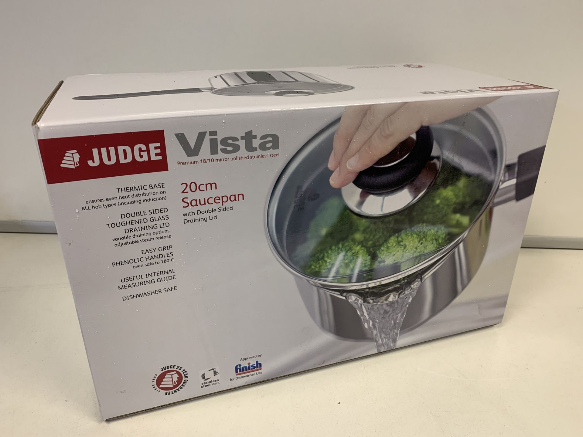 3 x NEW JUDGE VISTA 20CM SAUCEPAN WITH DOUBLE SIDED DRAINING LID