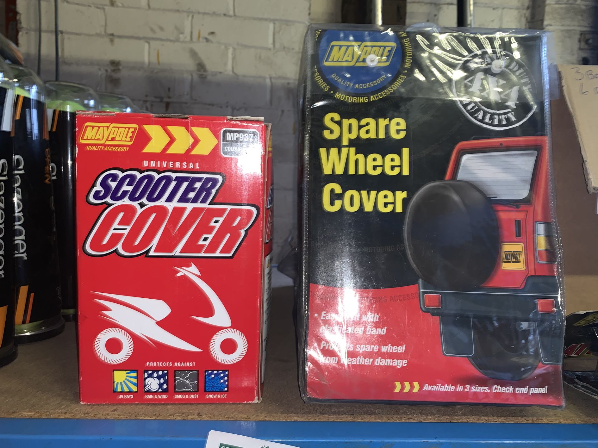 7 x NEW ASSORTED COVERS TO INCLUDE: 4 x SCOOTER COVERS & 3 x SPARE WHEEL COVERS,
