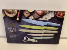 4 x NEW SETS OF BLACKMOOR HOME MARBLE COATED 6 PIECE KNIFE SETS