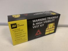 24 x NEW AA CAR ESSENTIALS WARNING & HIGH VISIBILITY VEST KITS