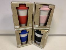 30 x NEW ECO CONNECTION - REUSABLE BAMBOO FIBRE CUPS WITH SILICONE LID & SLEEVE
