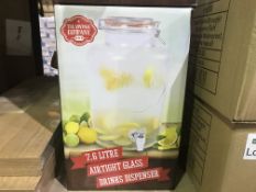 2 X 7.6 LITRE AIR TIGHT GLASS DRINKS DISPENSERS