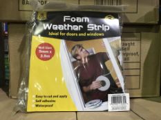 12 X PACKS OF 3 FOAM WEATHER STRIPS IDEAL FOR DOORS AND WINDOWS