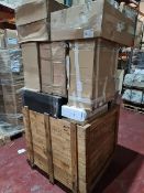 (S133) PALLET TO CONTAIN VARIOUS ITEMS TO INCLUDE: TAPS, VANITY UNITS, TOILET UNITS ETC