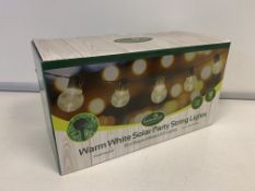 24 X BRAND NEW BOXED GARDENKRAFT WARM WHITE SOLAR PARTY STRING LIGHTS IN 2 BOXES