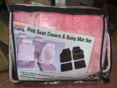 5 X BRAND NEW PINK SEAT COVERS AND DAISY MAT SETS