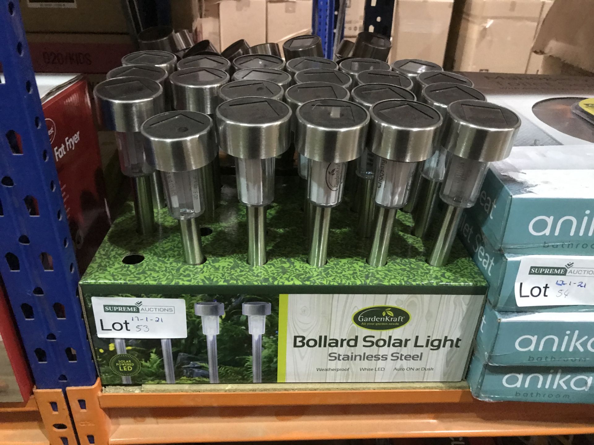 46 X GARDENKRAFT STAINLESS STEEL BOLLARD SOLAR LIGHTS