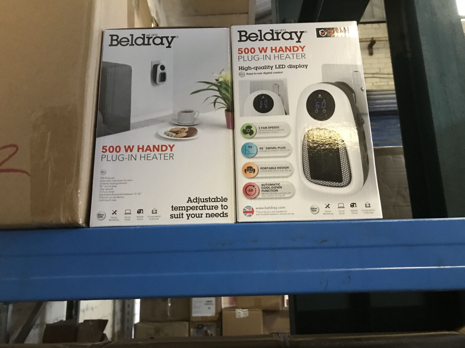 2 X BELDRAY 500 WATT HANDY PLUG IN HEATERS