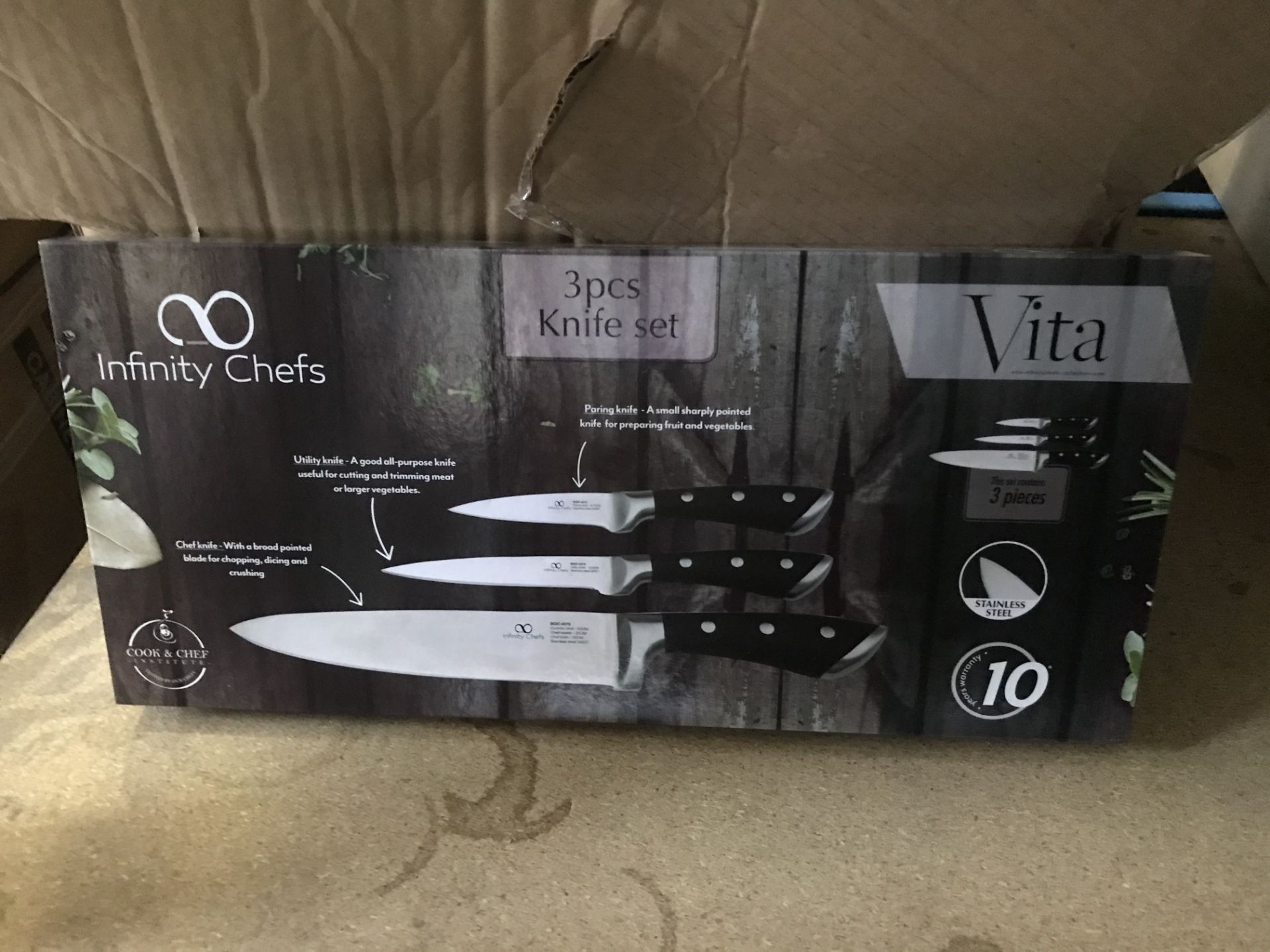 2 X VITA INFINITY CHEFS 3 PIECE KNIFE SETS