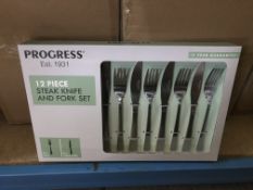 2 X PROGRESS 12 PIECE STEAK KNIFE AND FORK SETS