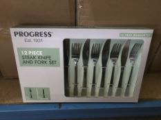 2 X PROGRESS 12 PIECE STEAK KNIFE AND FORK SETS