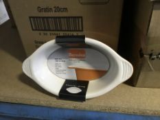 6 X BERNDES 20CM GRATIN DISH IN 1 BOX