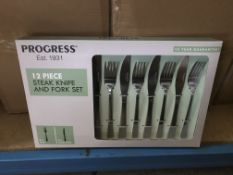 2 X PROGRESS 12 PIECE STEAK KNIFE AND FORK SETS