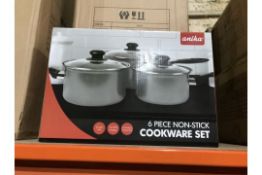 2 X ANIKA 6 PIECE NON STICK COOKWEAR SETS