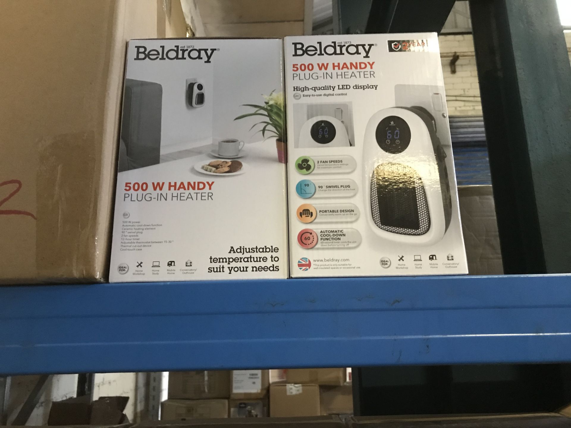 2 X BELDRAY 500 WATT HANDY PLUG IN HEATERS