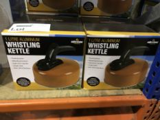 3 X MILESTONE 1 LITRE ALUMINIUM WHISTLING KETTLE