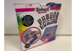 6 X AIRBRUSH TATTOO SET. INCLUDES BATTERY OPERATED AIRBRUSH SPRAYER. CONTAINS 10 x TATTOO FELT PENS,