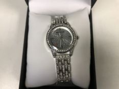JUICY COUTURE SILVER COLOURED LADIES WRIST WATCH WITH WHITE COLOURED STONES