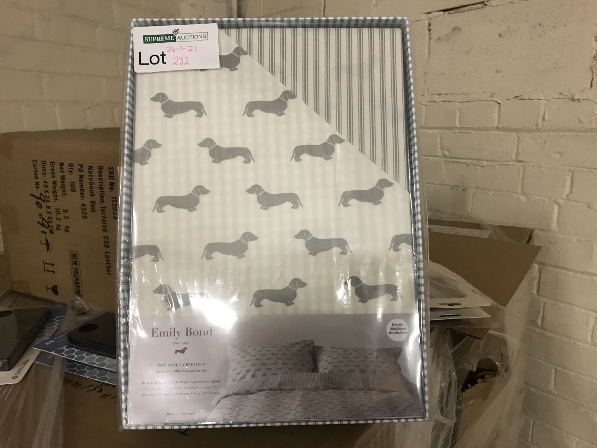 EMILY BOND DACHSHUND DOUBLE DUVET SET