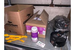 MIXED LOT CONTAINING MILK PANS, PAINT, PLASTIC TONGUES (121/5)