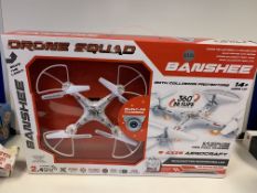 3 x BRAND NEW BANSHEE DRONE SQUAD 6 AXIS AEROCRAFT WITH BUILT IN CAMERA. USB ADAPTOR INCLUDED.