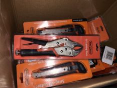 34 PIECE STAG TOOL LOT INCLUDING SNAP OFF CUTTERS, LOCKING PLIERS, COMBINATION PLIARS, ETC