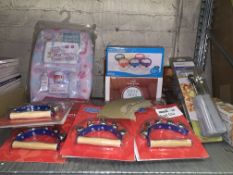27 PIECE MIXED LOT INCLUDING KIDS CHANGING MAT SETS, PERCUSION INSTRUMENTS, CUTLERY SETS, USB