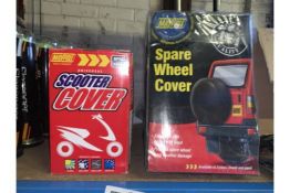 7 x NEW ASSORTED COVERS TO INCLUDE: 4 x SCOOTER COVERS & 3 x SPARE WHEEL COVERS, (778/5)