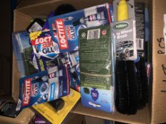 118 PIECE MIXED LOT INCLUDING LOCTITE SUPER GLUE, AIR FRESHENERS, ALLOY WHEEL BRUSHES, ETC