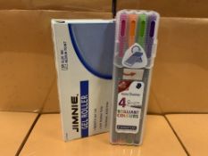 18 PACKS OF 4 STAEDLER FINELINER PENS AND 8 X PACKS OF 12 JIMNIE GEL ROLLER