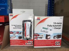 MIXED LOT INCLUDING 4 X 12V 6AMP FULLY AUTOMATIC BATTERY CHARGERS AND 3 12V HIGH FREQUENCY