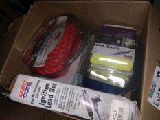 40 PIECE MIXED LOT INCLUDING IGNITION LEAD SET, 4000KG TOW ROPE, SAFETY VESTS, ETC (339/19)
