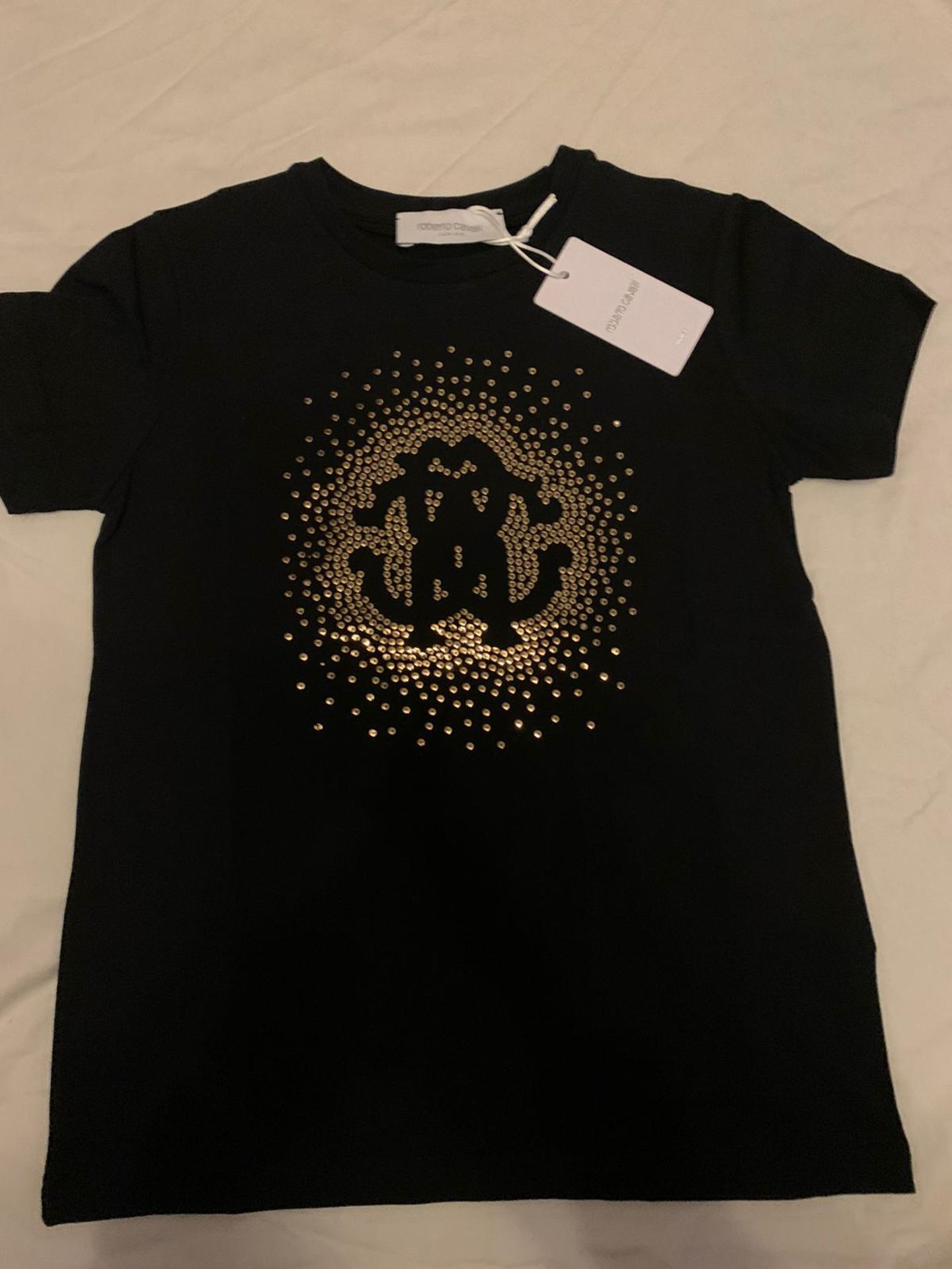 ROBERTO CAVALLI JUNIOR BLACK GIRLS T-SHIRT JERSEY RC GLAM - AGE 5