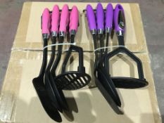 6 X SET OF 4 COLOURED HANDLE NYLON UTENSILS