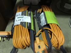 2 X 15 METER GARDEN EXTENSION LEADS WITH CABLE TIDY