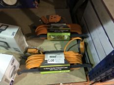 2 X 15 METER GARDEN EXTENSION LEADS WITH CABLE TIDY