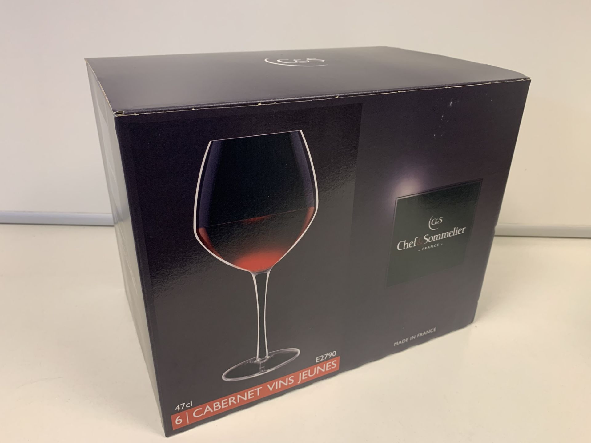 12 X BRAND NEW BOXED PACKS OF 5 CHEF AND SOMMELIER 47CL CABERNET GLASSES IN 3 BOXES