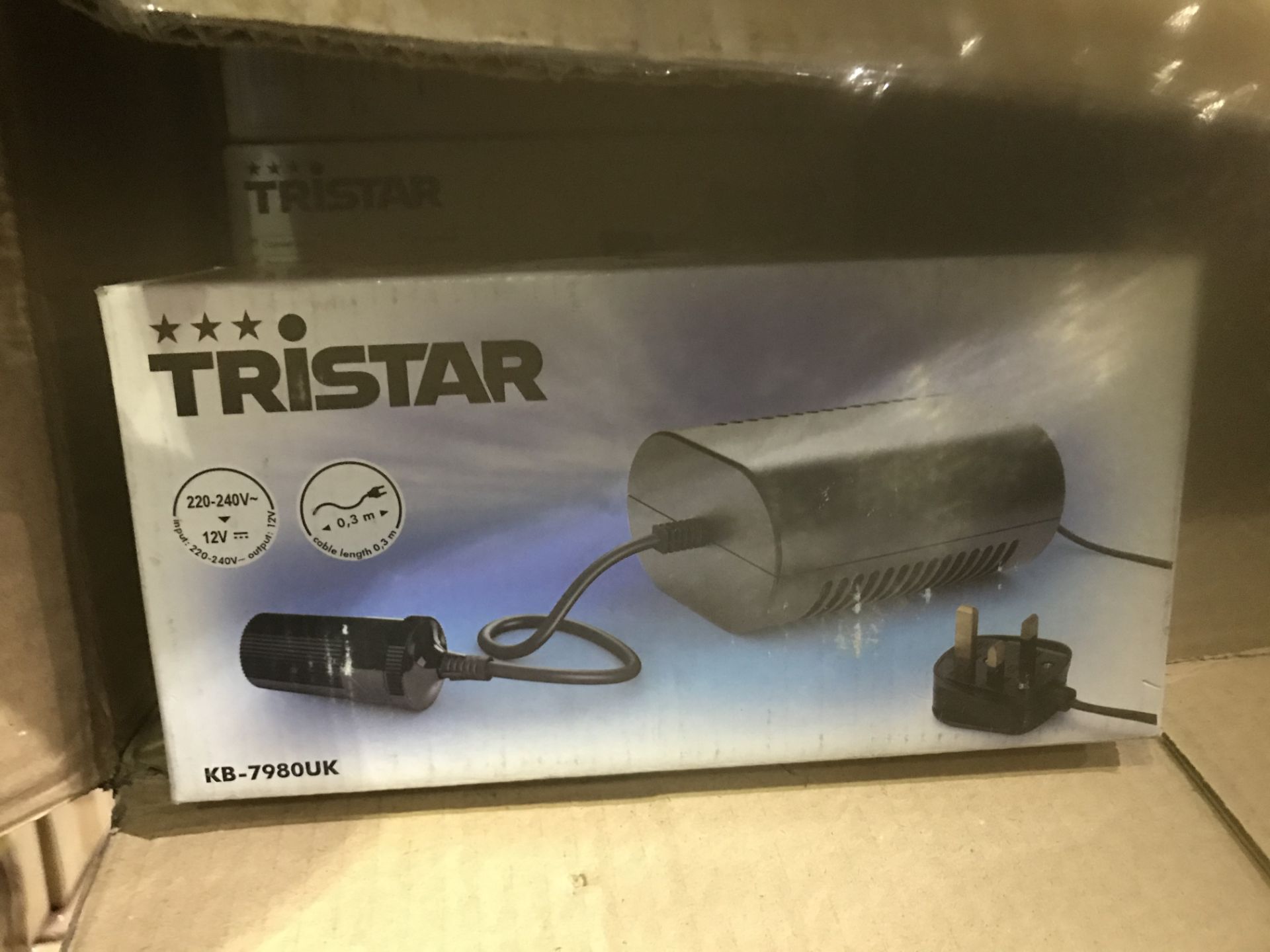 12 X BRAND NEW TRISTAR KB-7980UK CAR CHARGER TO UK PLUG TRAVEL ADAPTERS (383/26)
