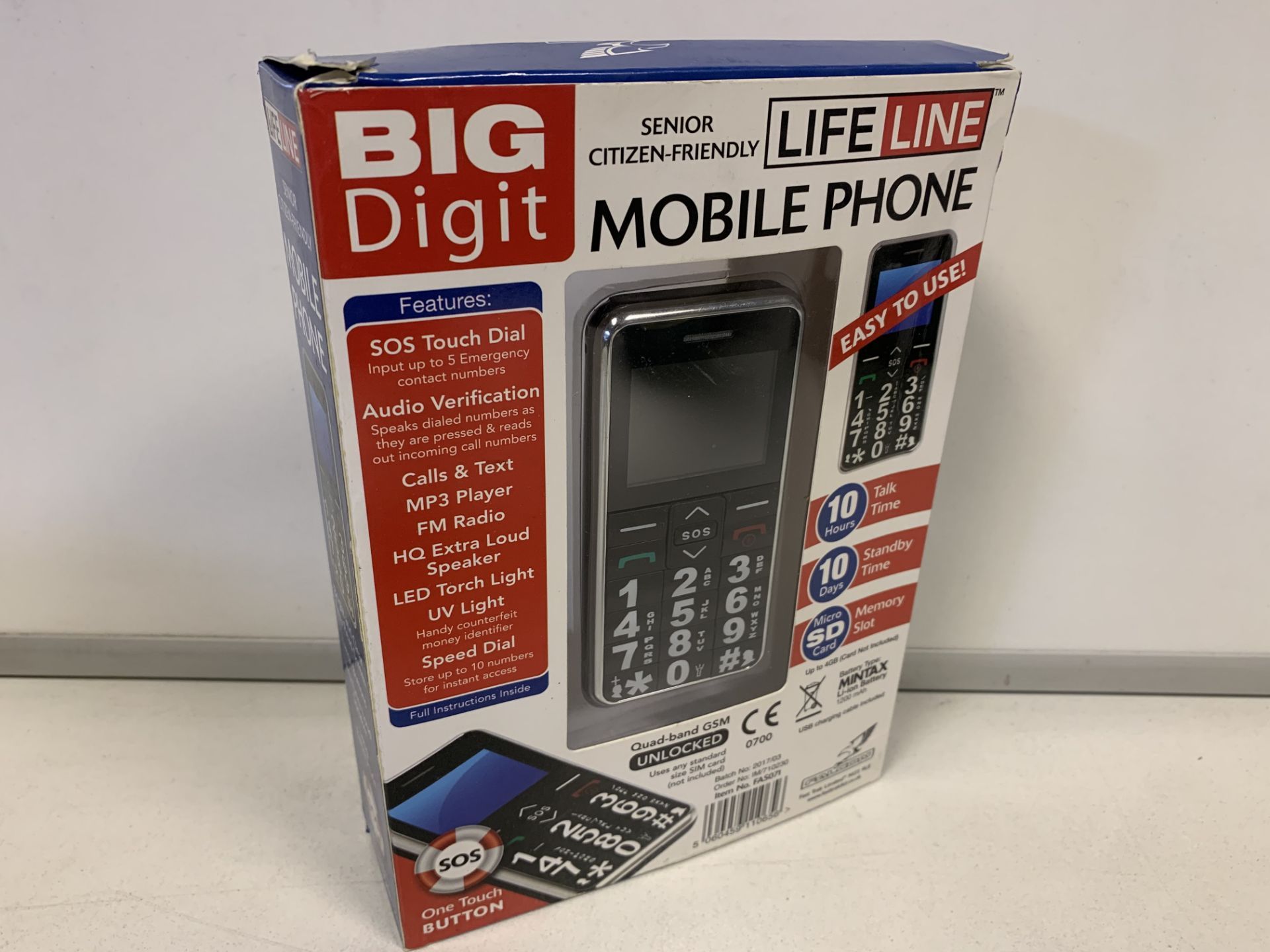 3 x NEW LIFELINE BIG DIGIT MOBILE PHONES - 10 HOURS TALK TIME, 10 HOURS STANDBY TIME.