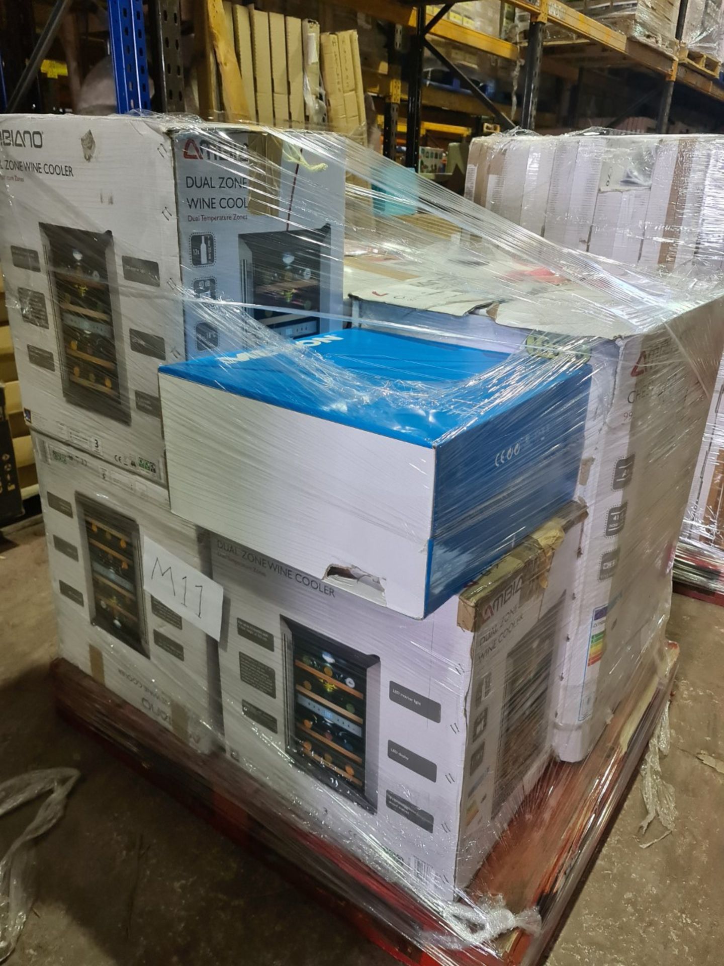 (M11) PALLET TO CONTAIN 8 X VARIOUS ITEMS TO INCLUDE AMBIANO DUAL ZONE WINE COOLER, MEDION