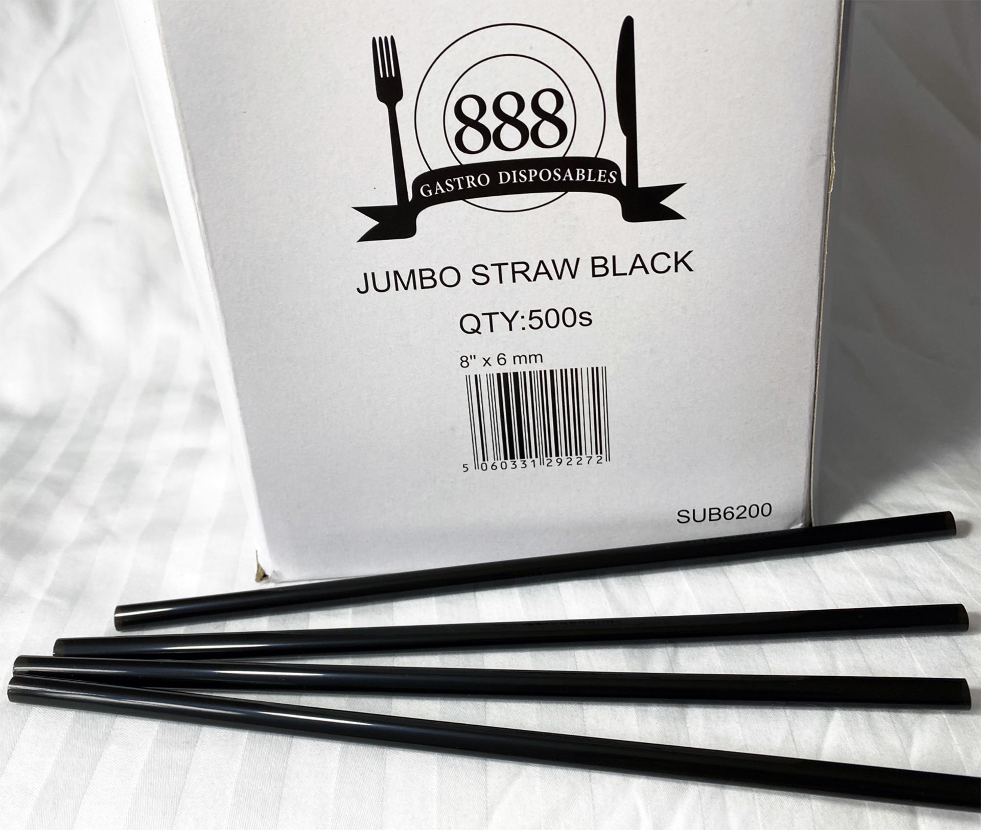 240000 X Jumbo Straw Black Straight 8" x 6mm in 24 boxes COLLECTION RADCLIFFE