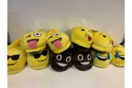 24 X BRAND NEW BOXED ASSORTED EMOJI WOMENS SLIPPERS N 2 BOXES