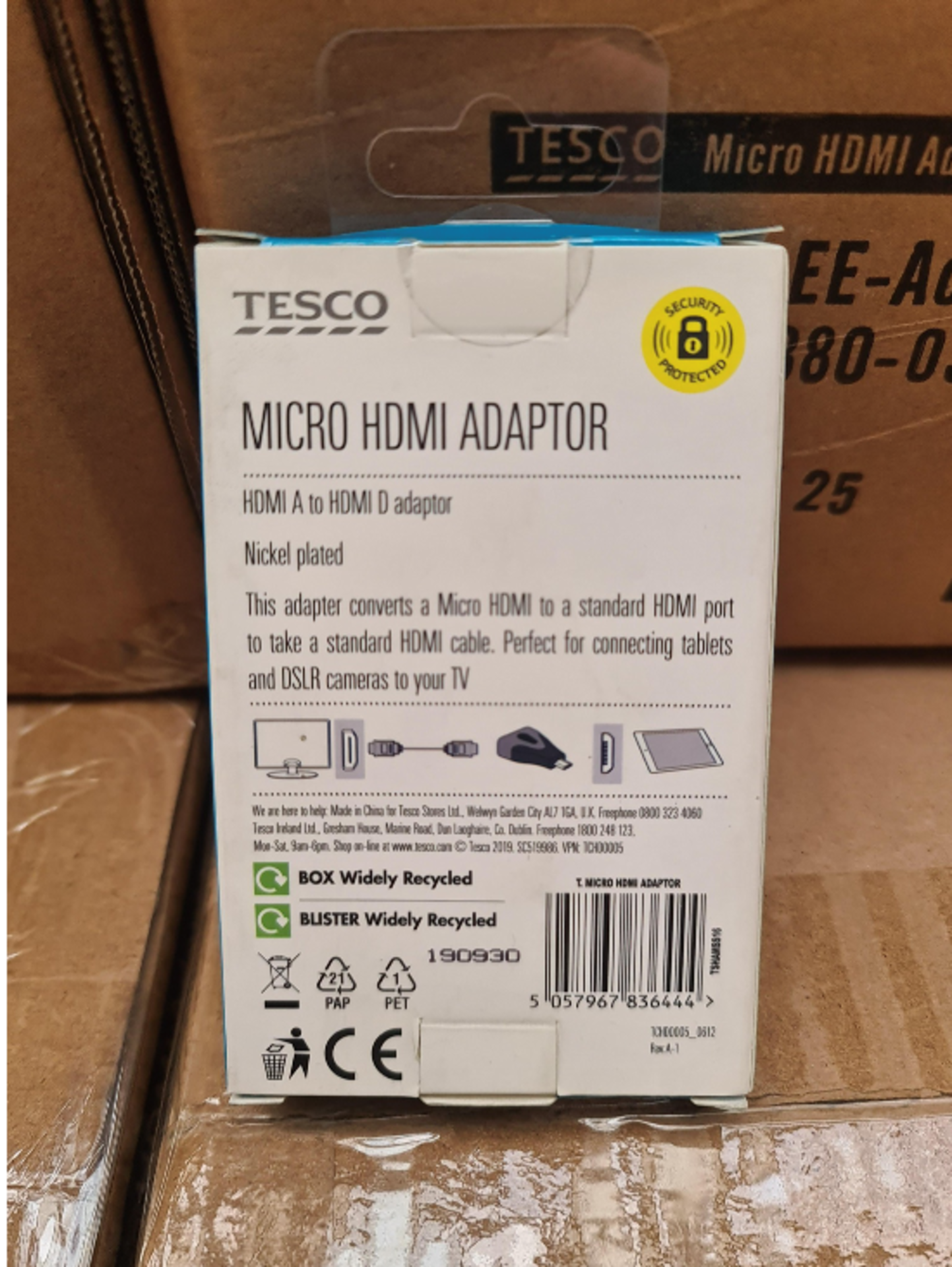 PALLET TO CONTAIN 400 x NEW BOXED TESCO MICRO HDMI ADAPTOR - NICKEL PLATED. RRP £12 EACH - Image 2 of 2