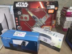 2 X STAR WARS RC X WING STARFIGHTERS AND 1 X SMARTWARES DUMMY CAMERA AND 1 X SMARTWARES LED WALL