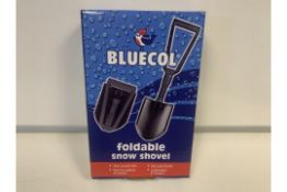 24 X BRAND NEW BOXED BLUECOL FOLDABLE SNOW SHOVELS IN 2 BOXES