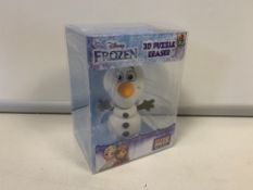 60 X BRAND NEW BOXED OLAF GIANT PUZZLE ERASERS IN 5 BOXES