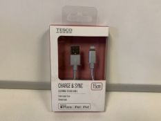 80 X BRAND NEW BOXED TESCO CHARGE AND SYNC LIGHTNING TO USB CABLES IN 2 BOXES