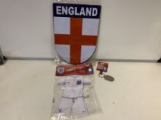 59 X VARIOUS BRAND NEW ENGLAND CAR FLAGS