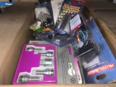 40 PIECE MIXED LOT INCLUDING WHEEL LOCKS, AIR FRESHENERS, AUTO CABLE, ETC